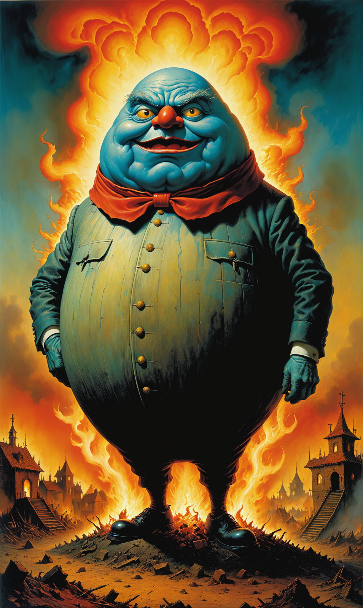 01364-3910580452-Negotiating nightmare frequencies, evil humpty dumpty caricature monstrosity burning in hell, by Dr Suess and Zdzislaw Beksinski.png